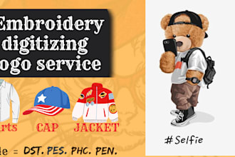 creat jacket,cap,t shirt embroidery digitizing logo