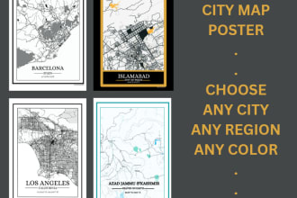 design any city, any country and any region detailed map poster