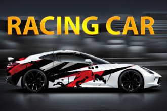 design modern amazing 3d racing car wrap and company van wrap