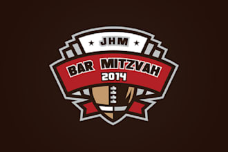 design wonderful football theme bar mitzvah logo