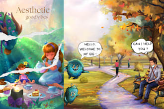 do children story book illustrations and cute cover design