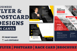 design  business flyer, broucher, postcard or rack card design in canva
