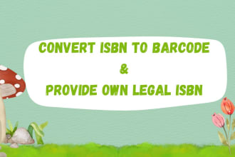 provide your own legal isbn number with barcode to publish your book