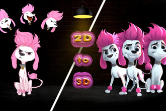 create 2d concept into stylized 3d character