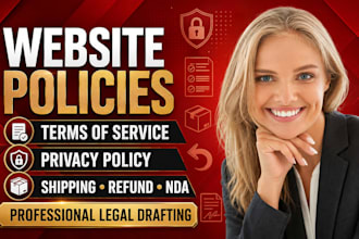 draft terms of service, privacy policy, shipping policy, refund policy or nda