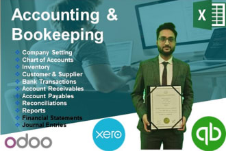 do accounting and bookkeeping in quickbooks online, xero, odoo and excel