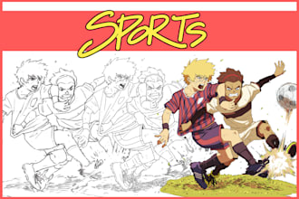 draw sport illustration in anime or manga style