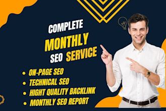 provide complete monthly SEO service package for website ranking