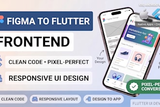 convert figma to flutter app for android and ios with clean code