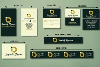 design clothing tag, neck tag hangtag and hem tag full set