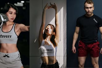 place your logo on 100 males and females fitness models