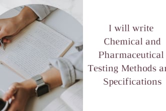 write pharma and chemical testing method and specifications