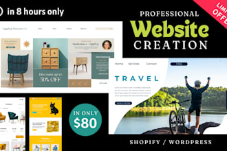 create a responsive wix, wordpress or shopify website in 8 hours