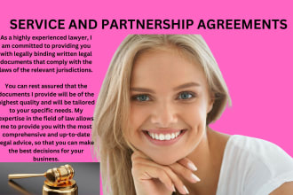 draft service agreement, partnership agreement, purchase and sales agreement