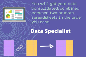 combine your data between two or more spreadsheets