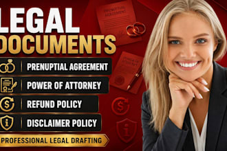 draft prenuptial agreement, power of attorney, refund policy, disclaimer policy
