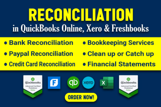 do reconciliation in quickbooks online, xero or freshbooks