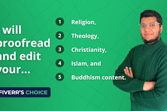 proofread and edit religion, theology, christianity, islam, and buddhism content