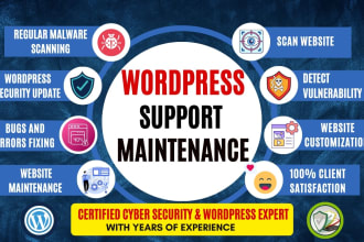 wordpress security monitoring or wordpress maintenance or wordpress support