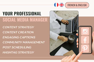 be your professional social media manager in french or english