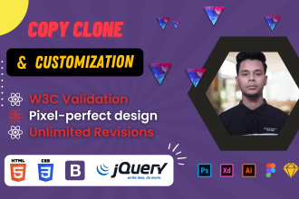 create an HTML, CSS, and bootstrap copy clone website