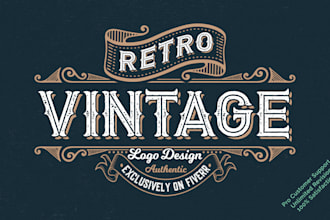 do hand drawn retro vintage logo design