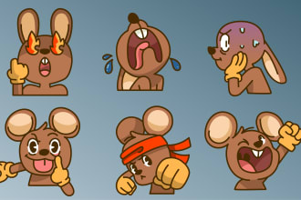 design simple cute 2d cartoon characters