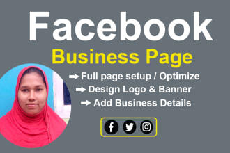 create facebook business page, setup, optimize