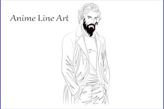 line art anime high quality and resolution , line art anime character
