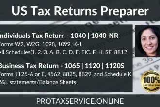 prepare 1040, 1065, 1120, and 1120s US tax returns