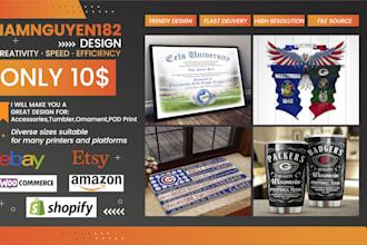create a design for accessories, tumbler, orament and mockup