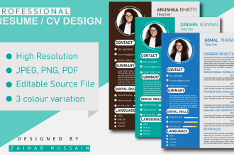 design professional cvs, resume, and business card design