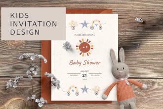 design baby shower invitation, birthday and event cards