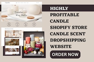 design candle shopify store scent candle website wax candle dropshipping store