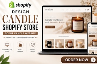 design candle shopify store scent candle website wax candle dropshipping store