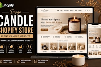 design candle shopify store scent candle website wax candle dropshipping store