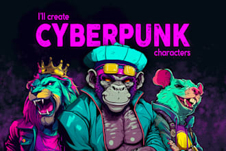 create a cyberpunk character cartoon, anime or illustration