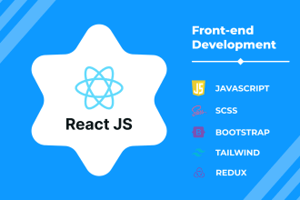 be your frontend web developer using react, HTML5, css3, bootstrap 5, javascript