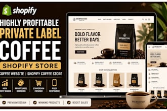 design private label coffee branded shopify store coffee website coffee store
