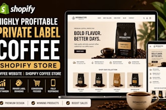 design private label coffee branded shopify store coffee website coffee store