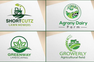 design logo for agriculture, farm, lawn care, landscape, irrigation and natural