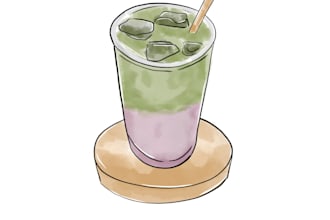 draw simple drink in watercolor style