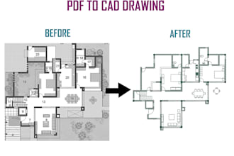 convert pdf, blueprint sketch, jpg to autocad, cad, dwg