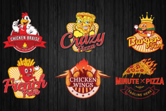 do chickens, BBQ, restaurant, food logo with unlimited revision