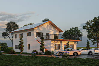 design sketchup and revit 3d model of exterior and interior and render in lumion