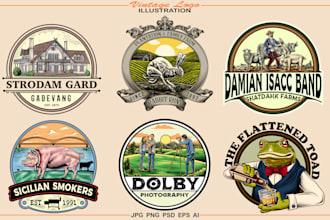 create vintage logo with hand drawn illustration
