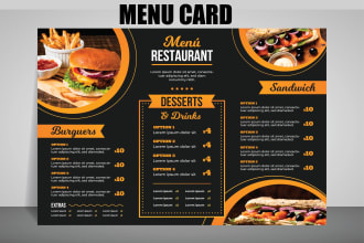 custom food menu design eye catching and mouth watering