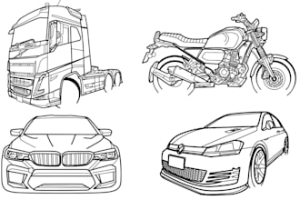 illustrate anything in black and white style and line art illustration