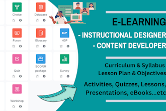 develop online course content scorm h5p and design elearning curriculum