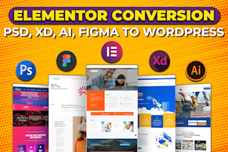 convert sketch, PSD, xd, figma to wordpress using elementor or elementor pro